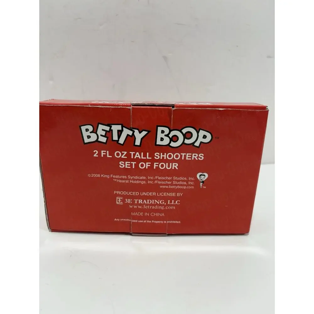 Retro BETTY BOOP 2 FL Oz FLARED SHOOTERS GLASS SET OF 4‎